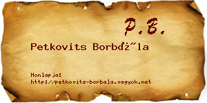 Petkovits Borbála névjegykártya