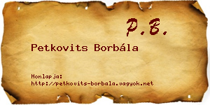 Petkovits Borbála névjegykártya